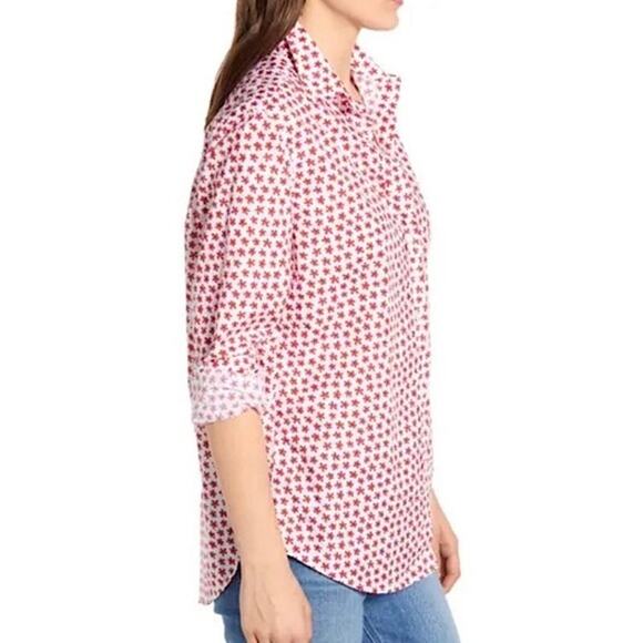 Grayson The Hero Button Down Shirt Red White Floral Size 2 Small Frank & Eileen - Picture 2 of 13